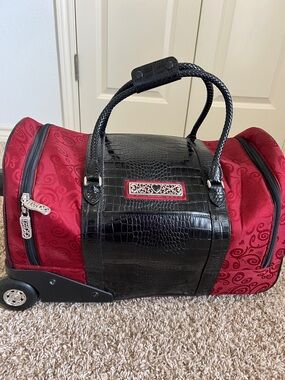 Brighton Red and Black Rolling Weekender Bag